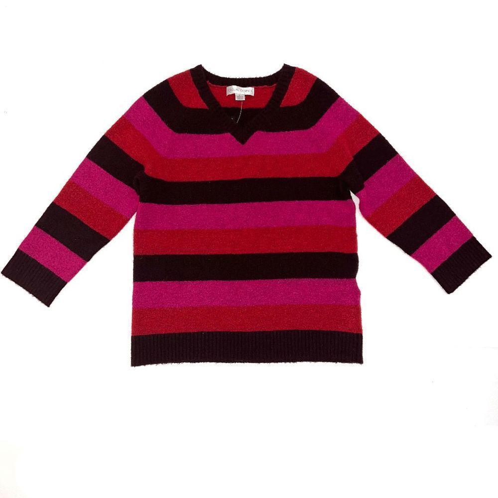 Casual Corner Women's Size L V-Neck 3/4 Sleeve Wool Blend Pullover Sweater NWOT